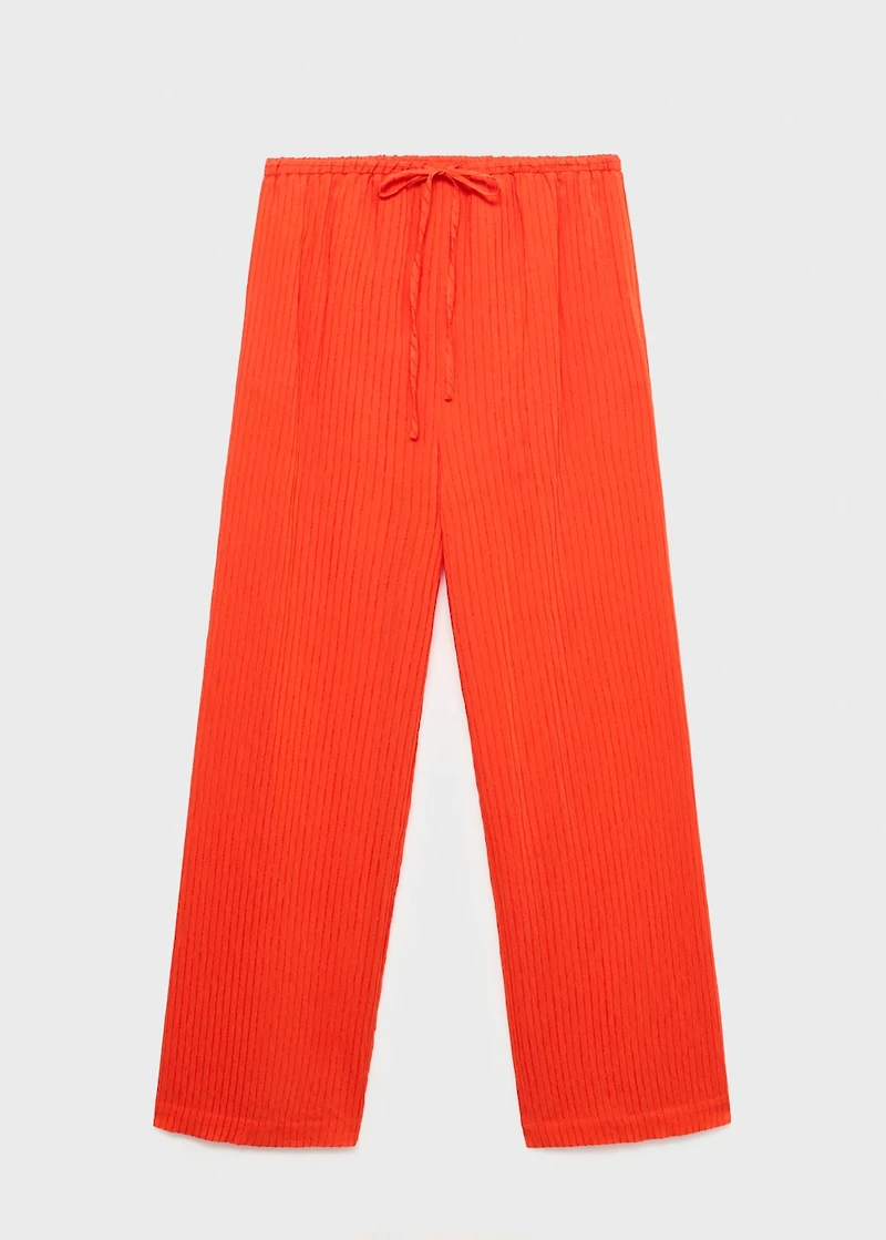 Straight-leg crinkled-effect pants