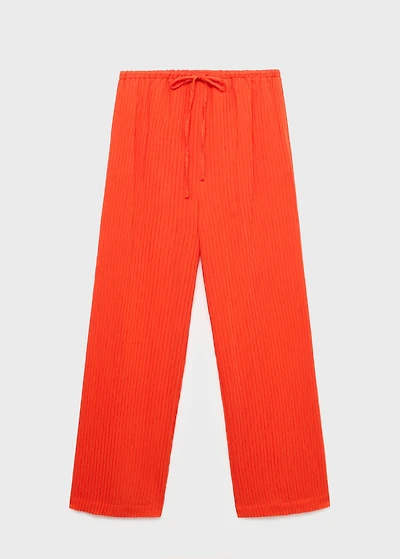 Straight-leg crinkled-effect pants