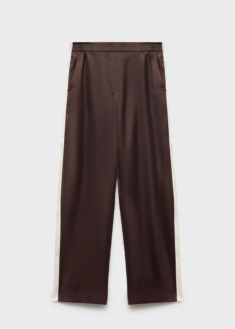 Satin pants with contrasting stripe