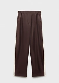 Satin pants with contrasting stripe