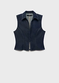 Denim top with contrast stitching