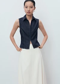 Denim top with contrast stitching