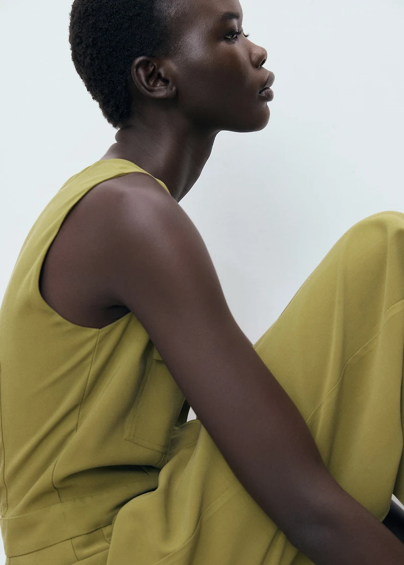 Long chest-pocket jumpsuit