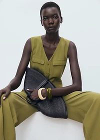 Long chest-pocket jumpsuit