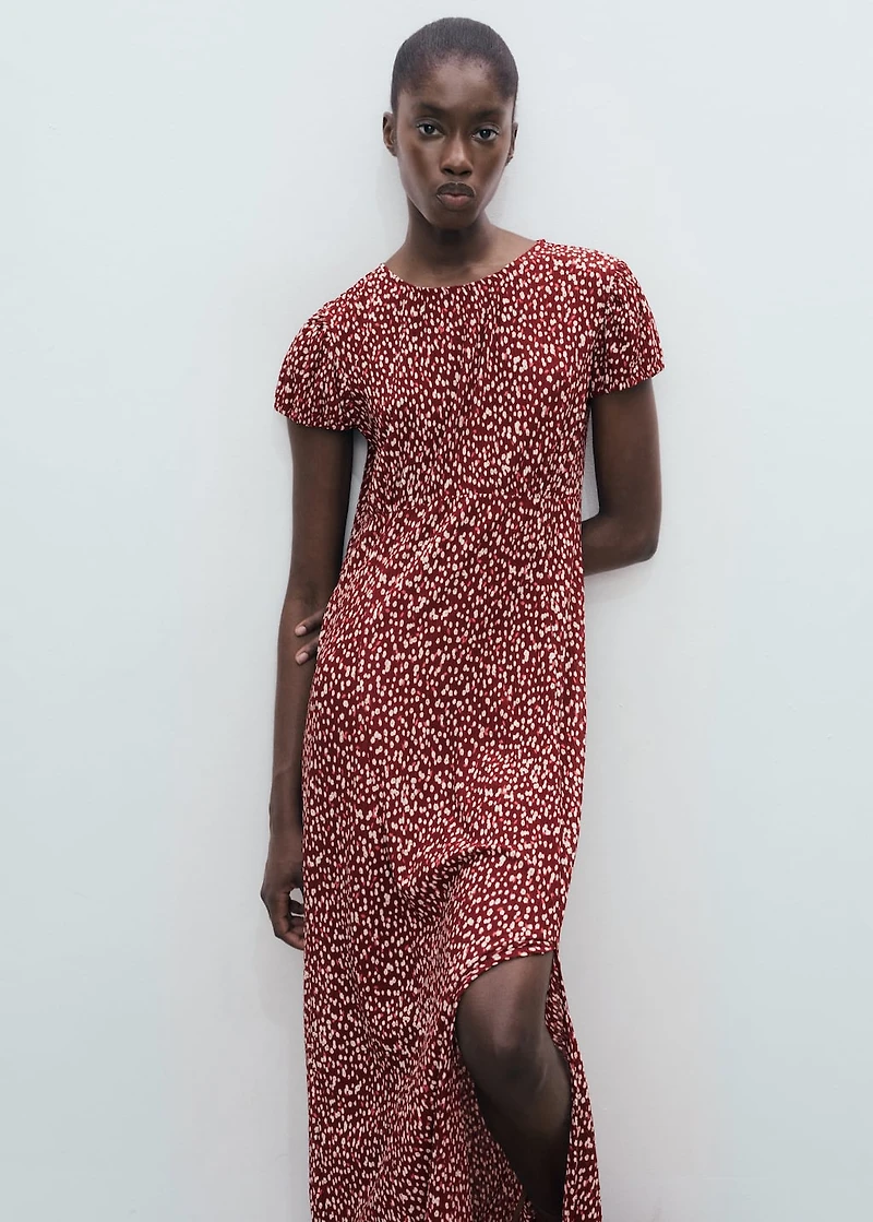 Printed dress with side opening
