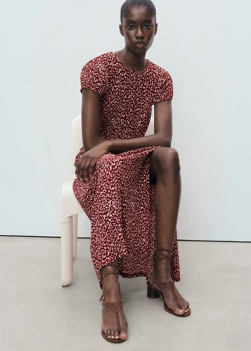 Printed dress with side opening