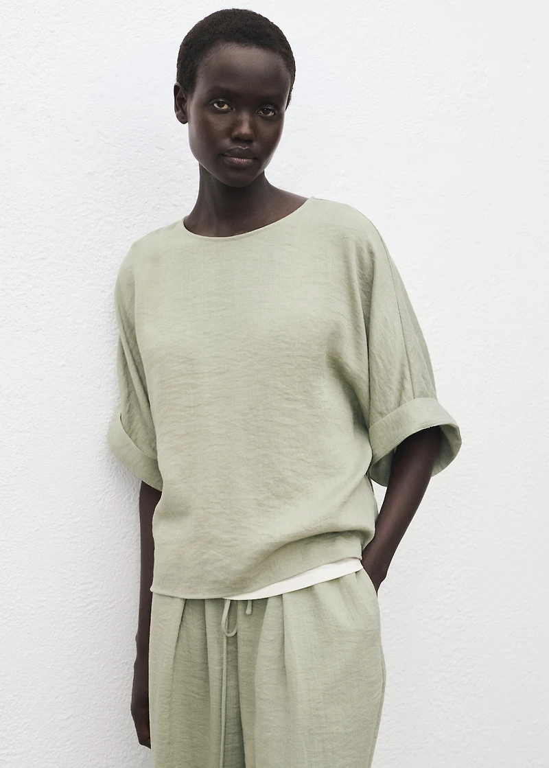 Straight textured trousers