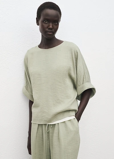 Straight textured trousers