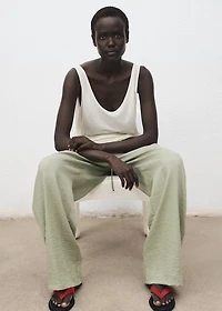 Straight textured trousers