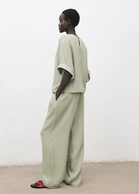 Straight textured trousers