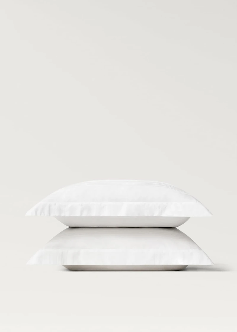 Two 300-thread count cotton satin striped pillowcases 60x60 cm