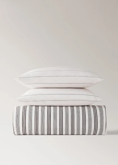Reversible striped cotton duvet cover for cm bed