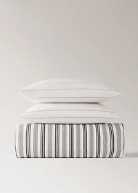 Reversible striped cotton duvet cover for 135/140 cm bed
