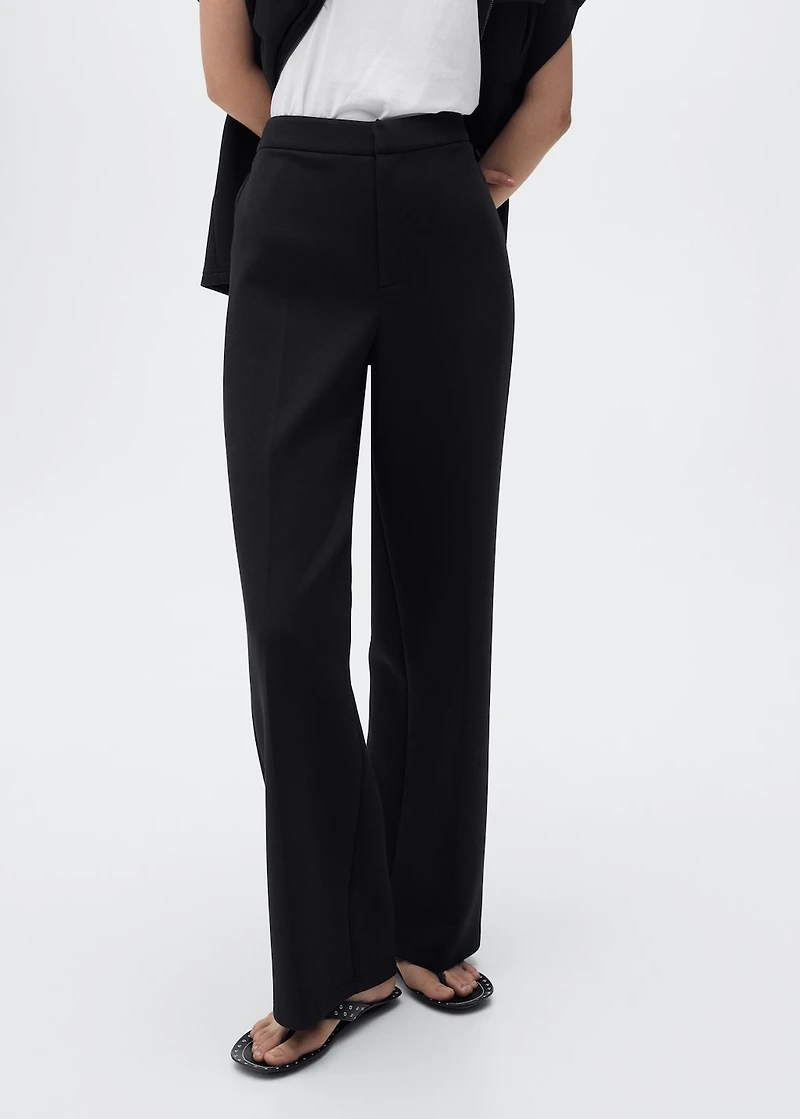 Straight-fit pants with elastic waist