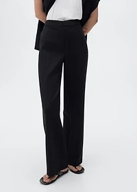 Straight-fit pants with elastic waist