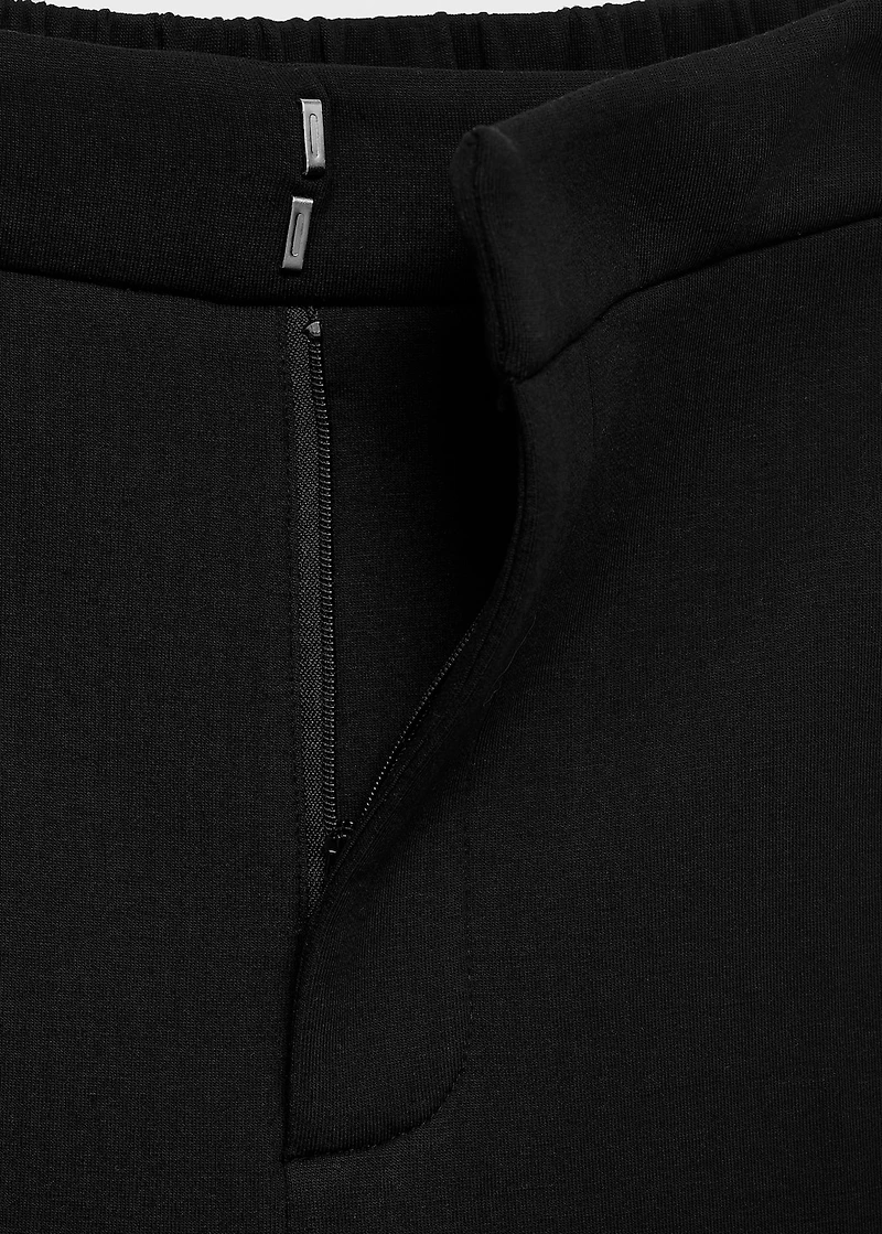 Straight-fit pants with elastic waist