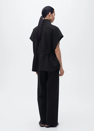 Straight-fit pants with elastic waist