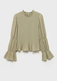 Ruched blouse with ruffles