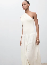 Asymmetrical combined knitted dress