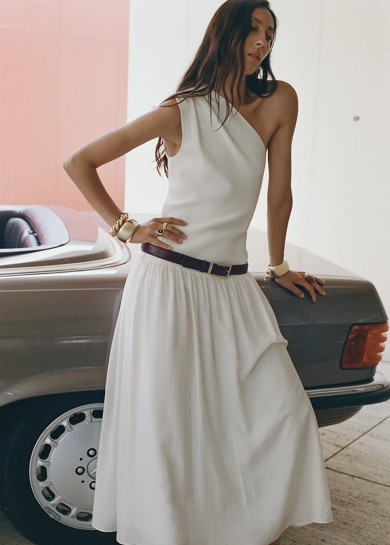 Asymmetrical combined knitted dress