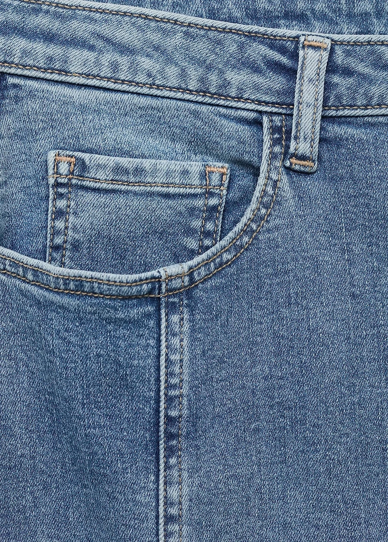 Long denim skirt with seams