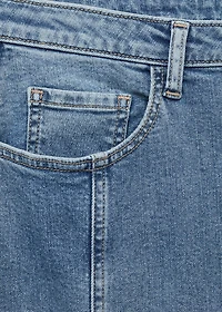 Long denim skirt with seams