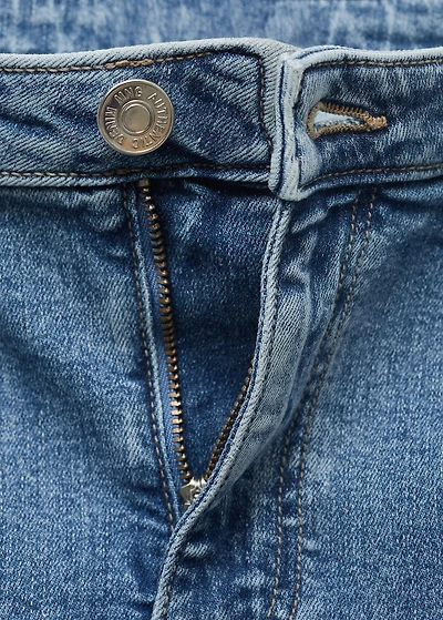 Long denim skirt with seams