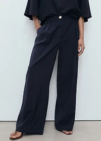 Straight-fit pleated pants