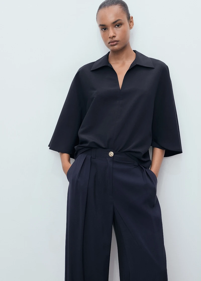 Straight-fit pleated pants