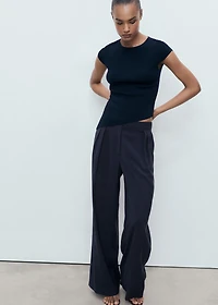 Straight-fit pleated pants