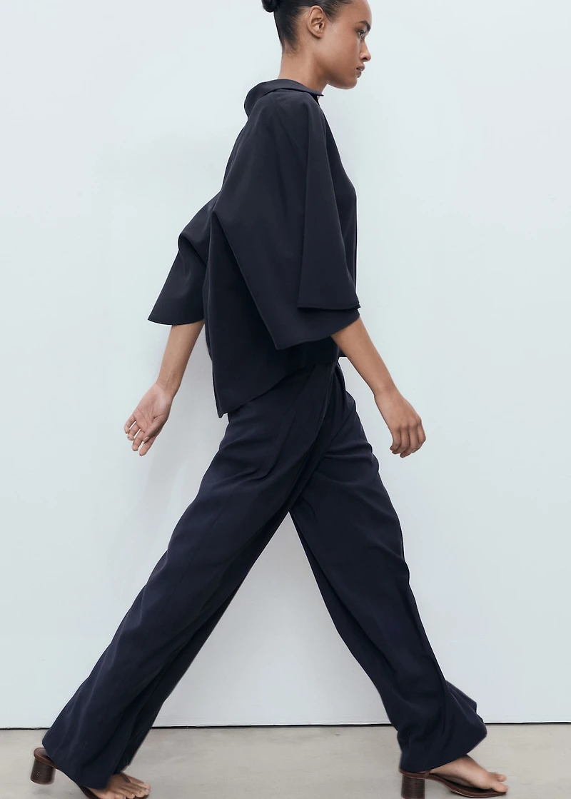 Straight-fit pleated pants