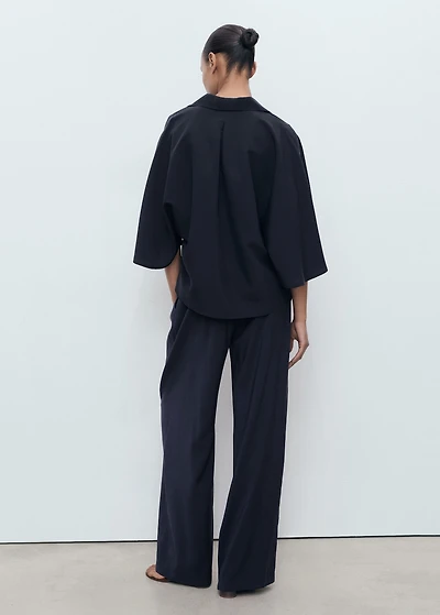 Straight-fit pleated pants