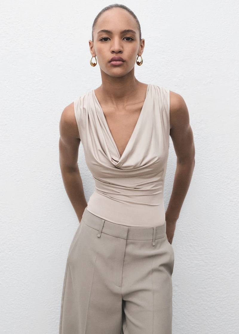 Bodysuit with draped neckline