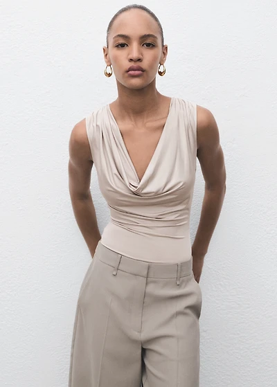 Bodysuit with draped neckline