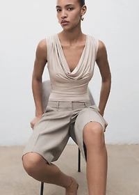 Bodysuit with draped neckline
