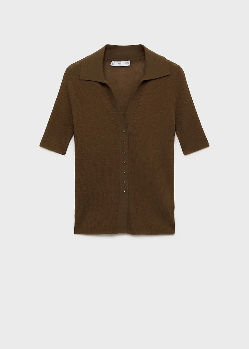 Ribbed polo-neck sweater