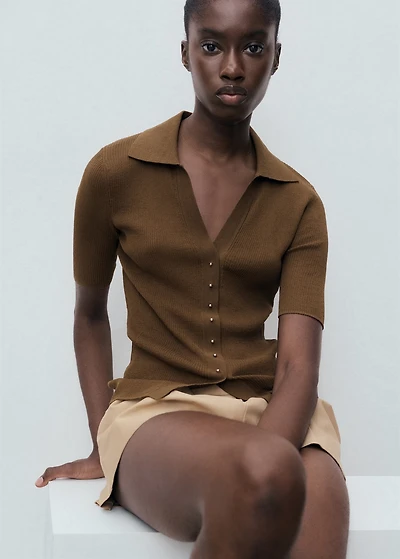 Ribbed polo-neck sweater