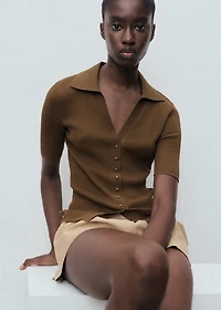 Ribbed polo-neck sweater