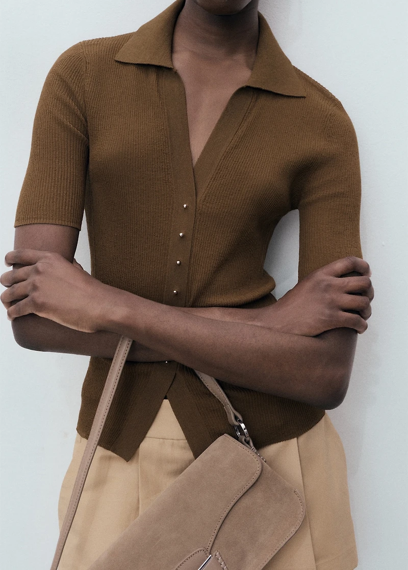 Ribbed polo-neck sweater