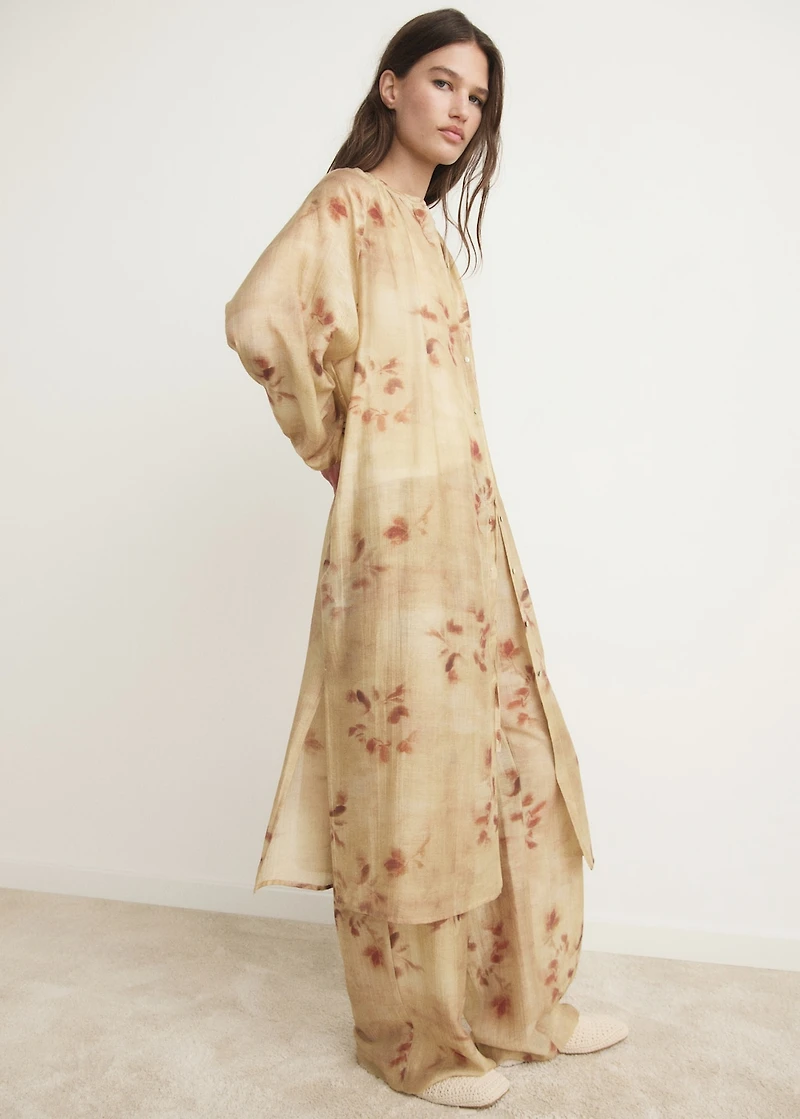 Leaf-print caftan
