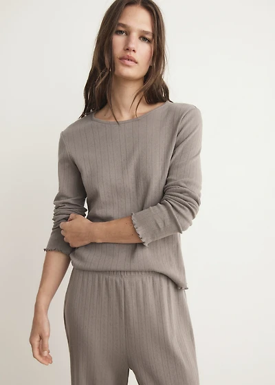 Two-piece openwork cotton pajamas