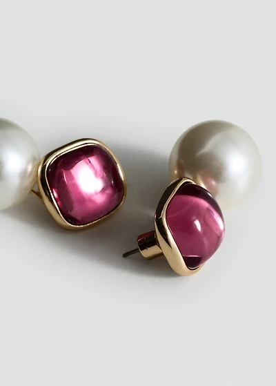 Combined pearl drop earrings