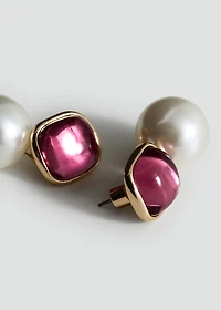 Combined pearl drop earrings