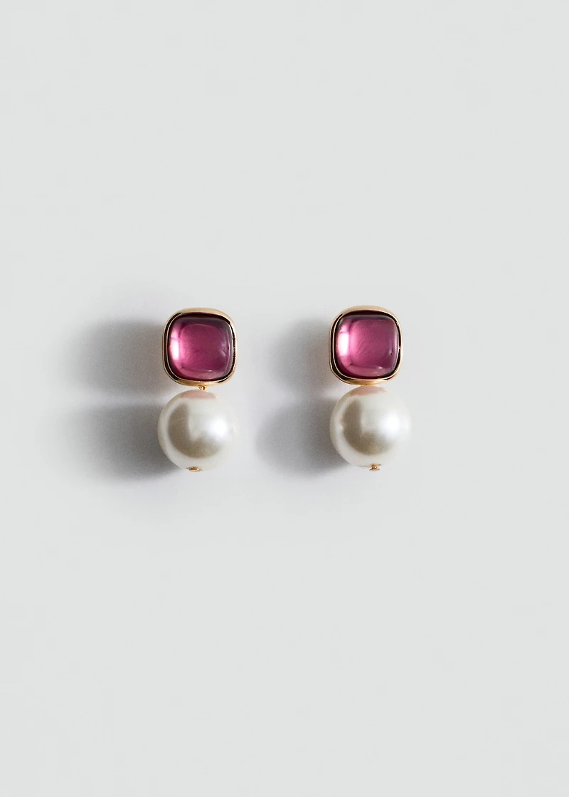 Combined pearl drop earrings