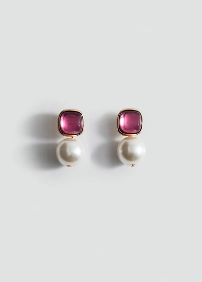 Combined pearl drop earrings