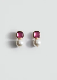 Combined pearl drop earrings