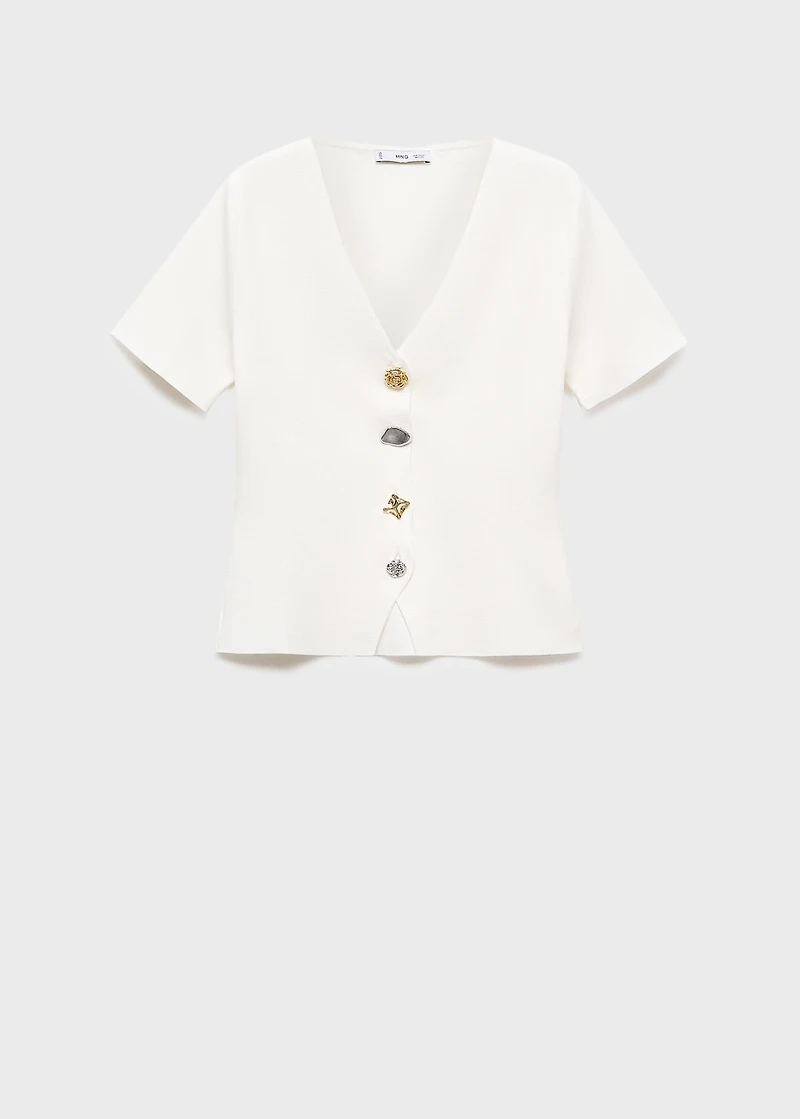 Knitted cardigan with jewel button