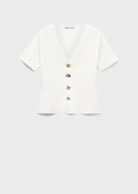 Knitted cardigan with jewel button