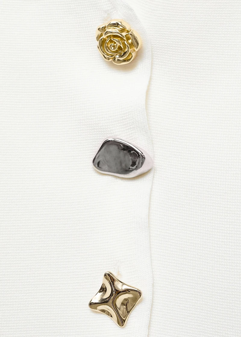 Knitted cardigan with jewel button