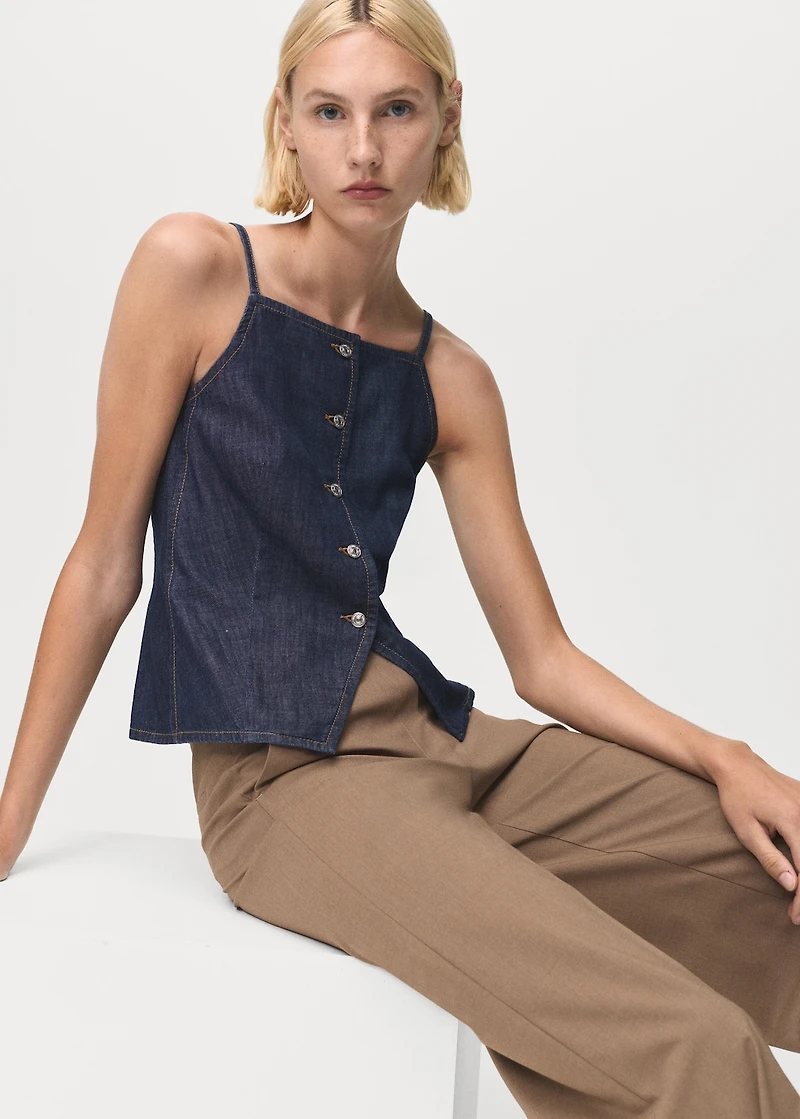 Buttoned denim top